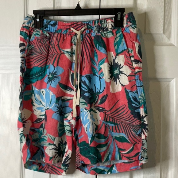 C&C California Floral Tropical Linen Shorts Pull On Drawstring Size S - Picture 4 of 12